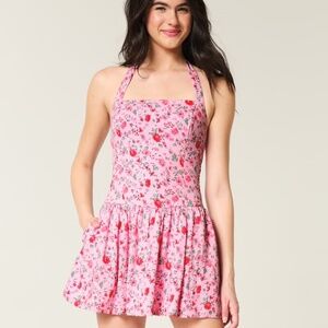 Drop Waist Halter Mini Dress NWT Hollister